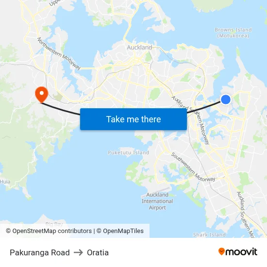 Pakuranga Road to Oratia map