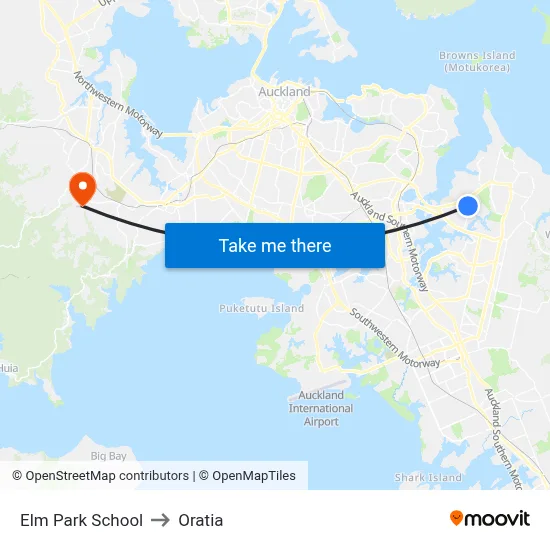 Elm Park School to Oratia map