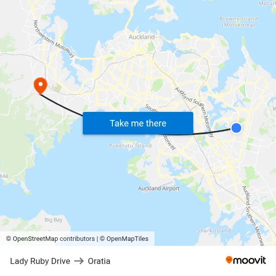Lady Ruby Drive to Oratia map