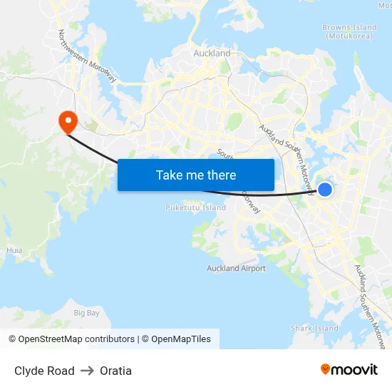 Clyde Road to Oratia map