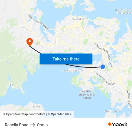 Rosella Road to Oratia map