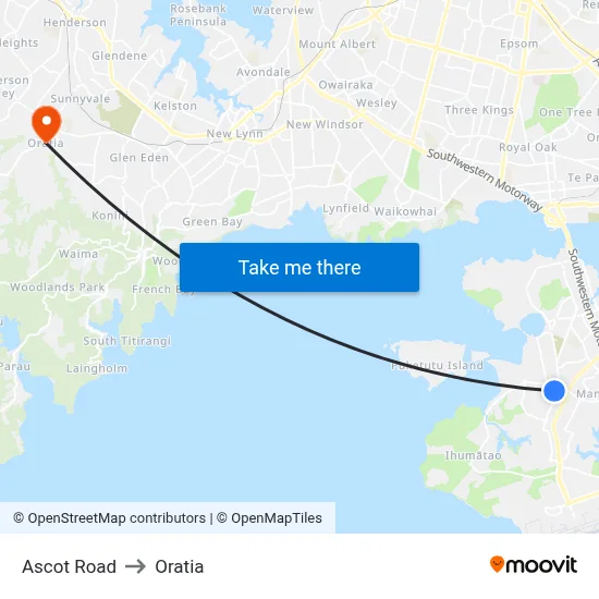 Ascot Road to Oratia map