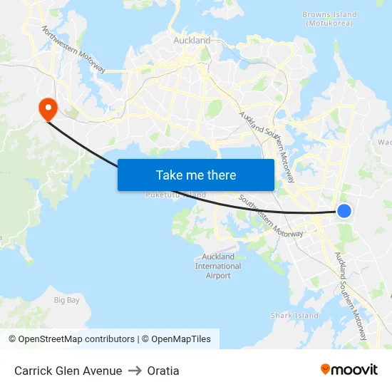 Carrick Glen Avenue to Oratia map