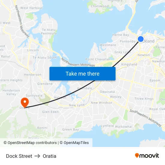Dock Street to Oratia map