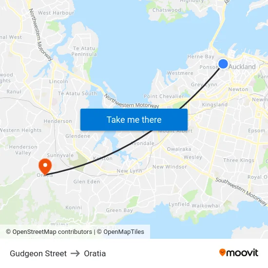 Gudgeon Street to Oratia map