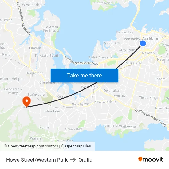 Howe Street/Western Park to Oratia map