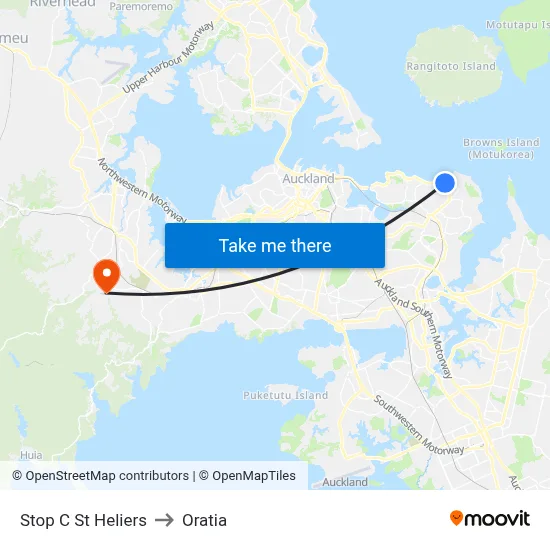 Stop C St Heliers to Oratia map