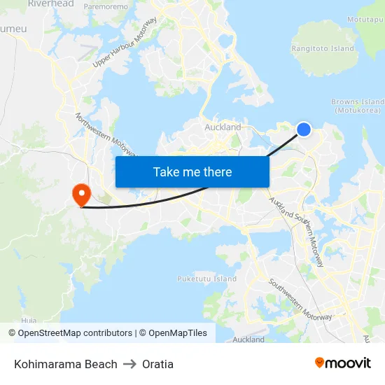 Kohimarama Beach to Oratia map