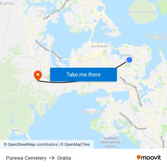 Purewa Cemetery to Oratia map