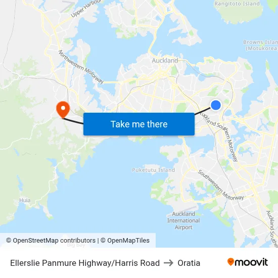Ellerslie Panmure Highway/Harris Road to Oratia map