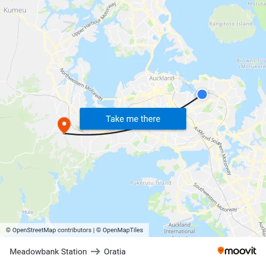 Meadowbank Station to Oratia map