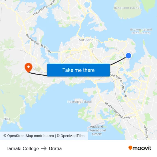 Tamaki College to Oratia map
