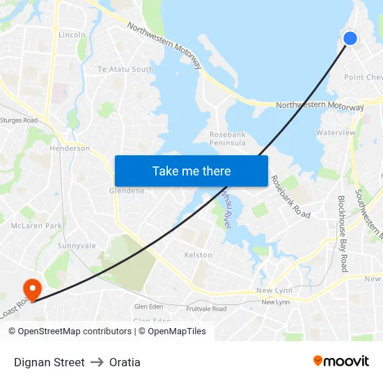 Dignan Street to Oratia map