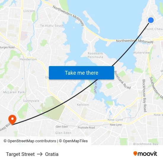 Target Street to Oratia map