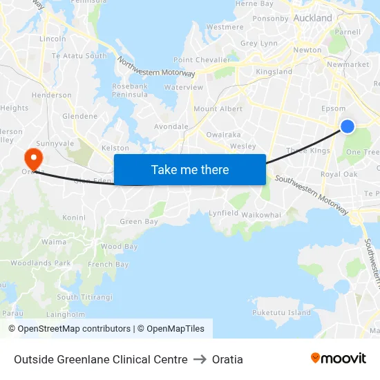 Outside Greenlane Clinical Centre to Oratia map