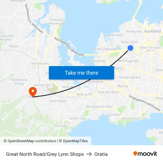 Great North Road/Grey Lynn Shops to Oratia map
