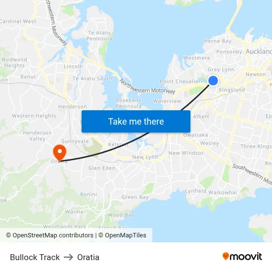 Bullock Track to Oratia map