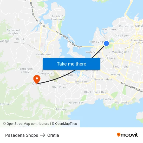 Pasadena Shops to Oratia map