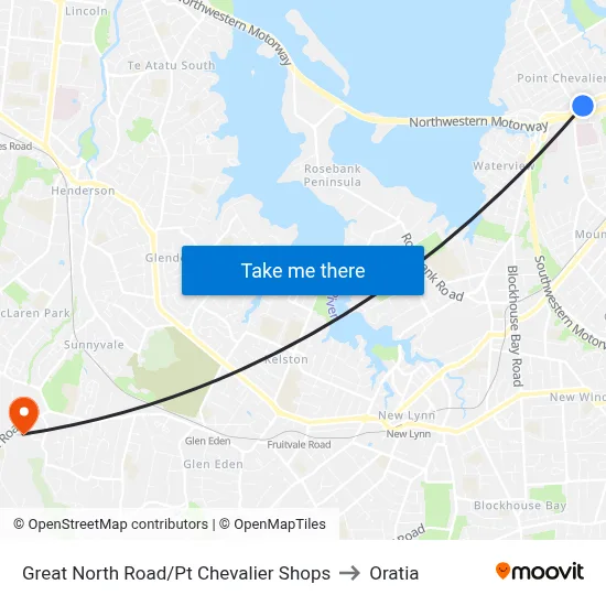 Great North Road/Pt Chevalier Shops to Oratia map