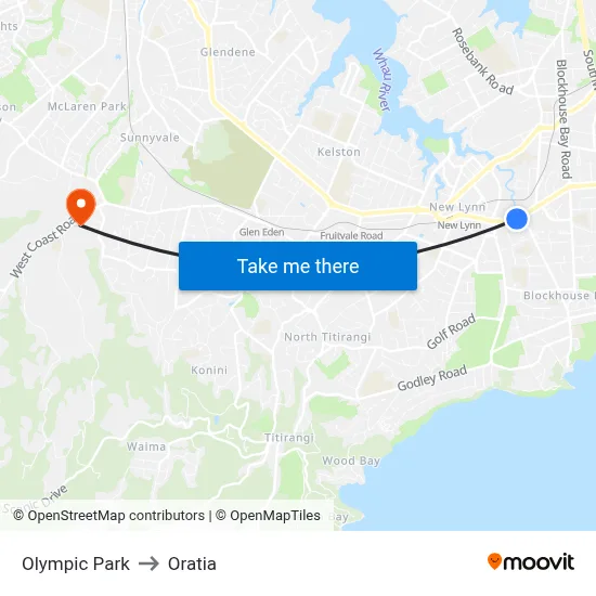 Olympic Park to Oratia map