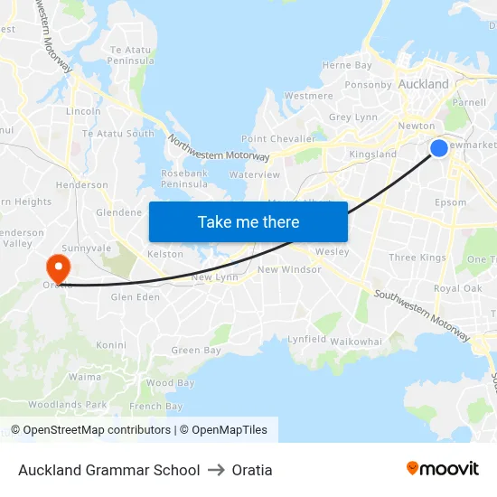 Auckland Grammar School to Oratia map