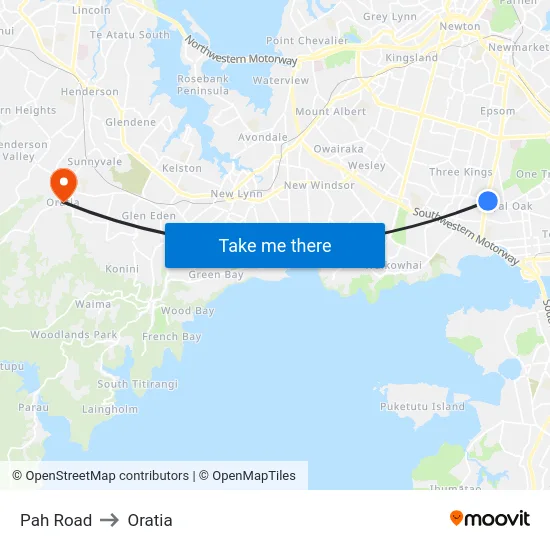 Pah Road to Oratia map