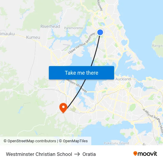 Westminster Christian School to Oratia map