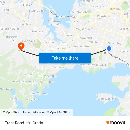 Frost Road to Oratia map