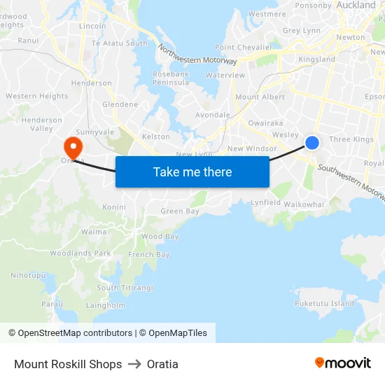 Mount Roskill Shops to Oratia map