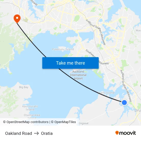 Oakland Road to Oratia map