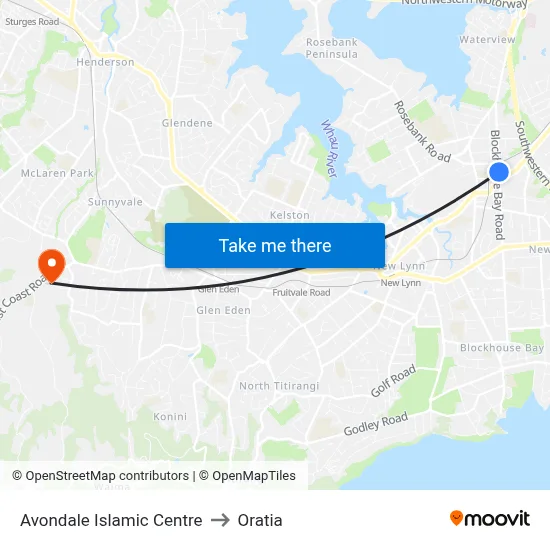 Avondale Islamic Centre to Oratia map
