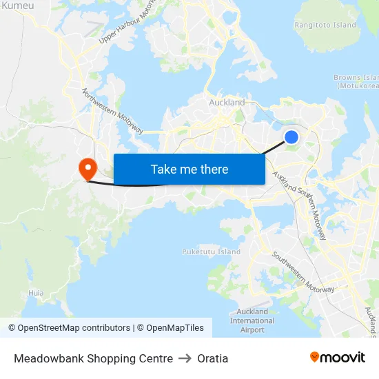 Meadowbank Shopping Centre to Oratia map