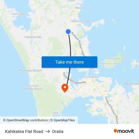 Kahikatea Flat Road to Oratia map