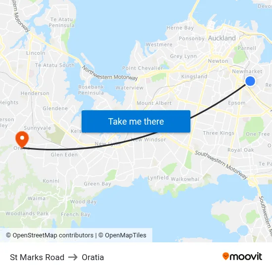 St Marks Road to Oratia map
