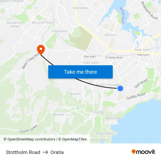 Stottholm Road to Oratia map