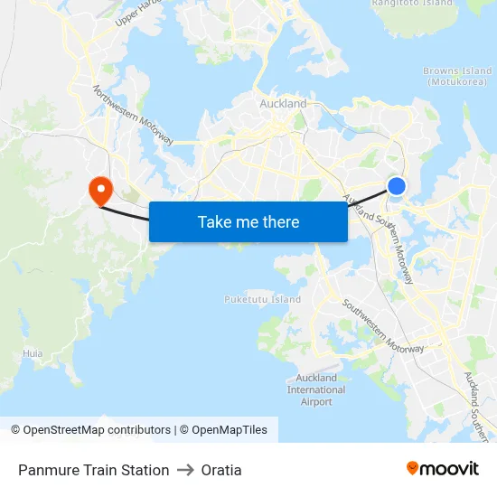 Panmure Train Station to Oratia map
