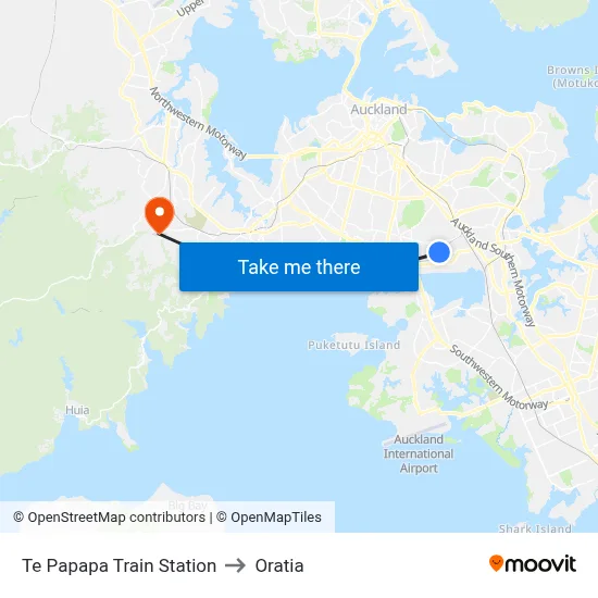Te Papapa Train Station to Oratia map
