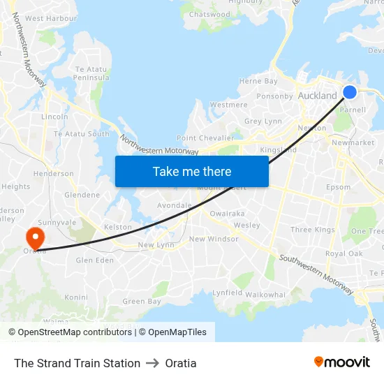 The Strand Train Station to Oratia map