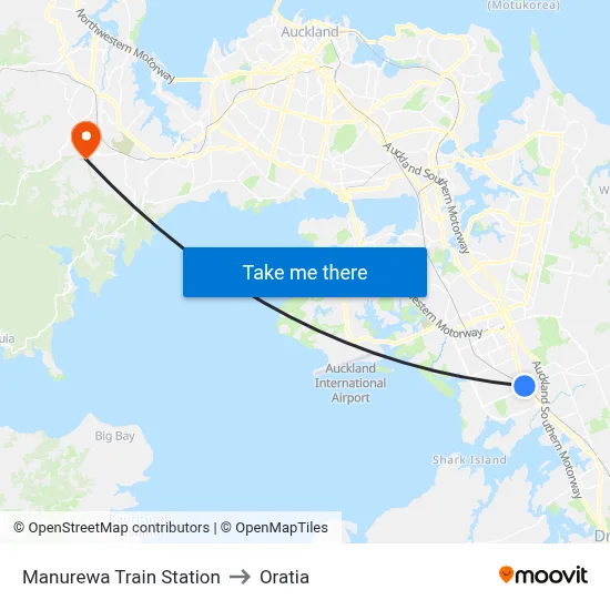 Manurewa Train Station to Oratia map