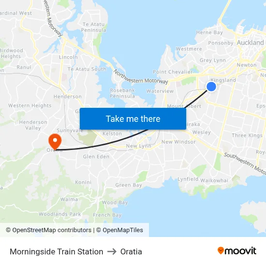 Morningside Train Station to Oratia map