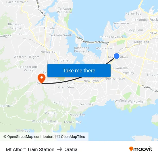 Mt Albert Train Station to Oratia map