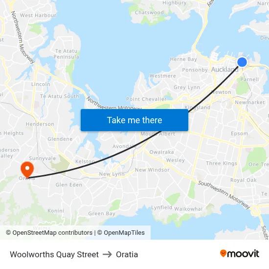 Woolworths Quay Street to Oratia map