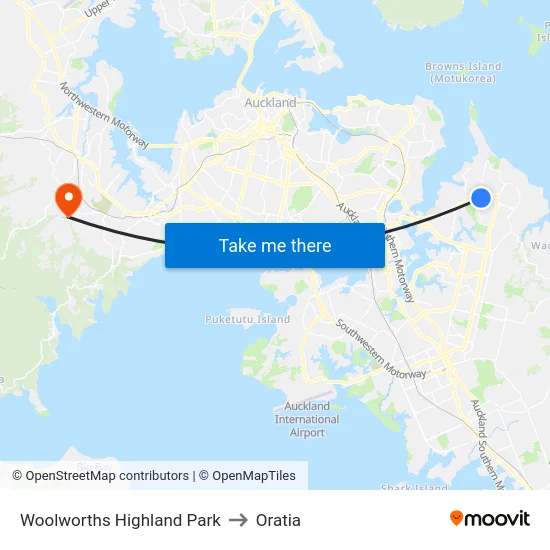 Woolworths Highland Park to Oratia map