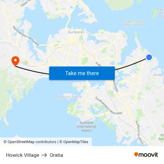 Howick Village to Oratia map