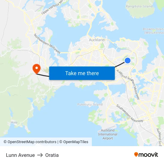 Lunn Avenue to Oratia map