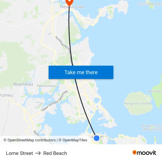 Lorne Street to Red Beach map