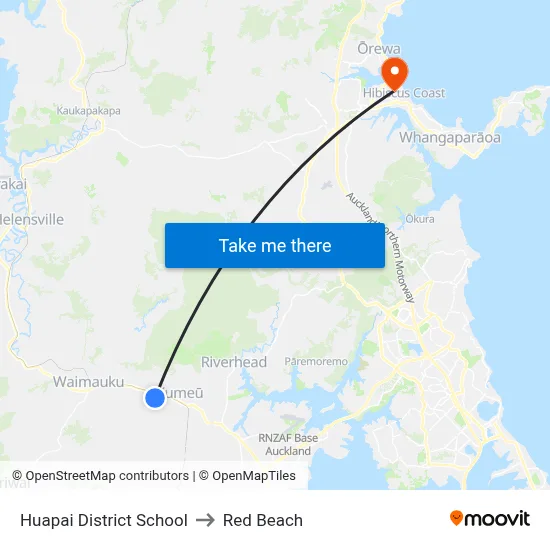 Huapai District School to Red Beach map