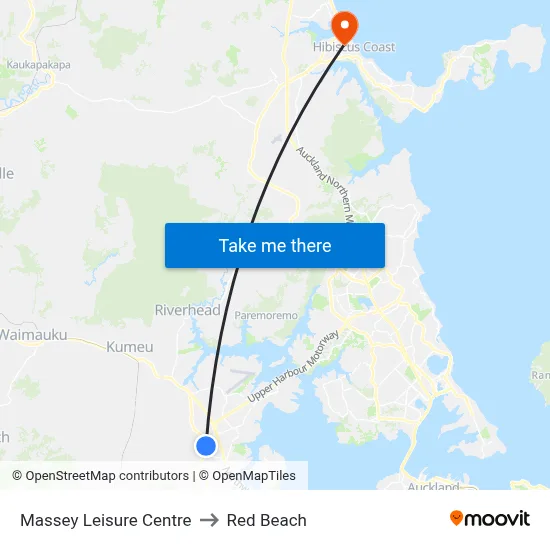 Massey Leisure Centre to Red Beach map