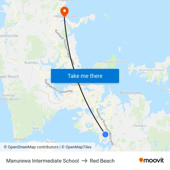 Manurewa Intermediate School to Red Beach map