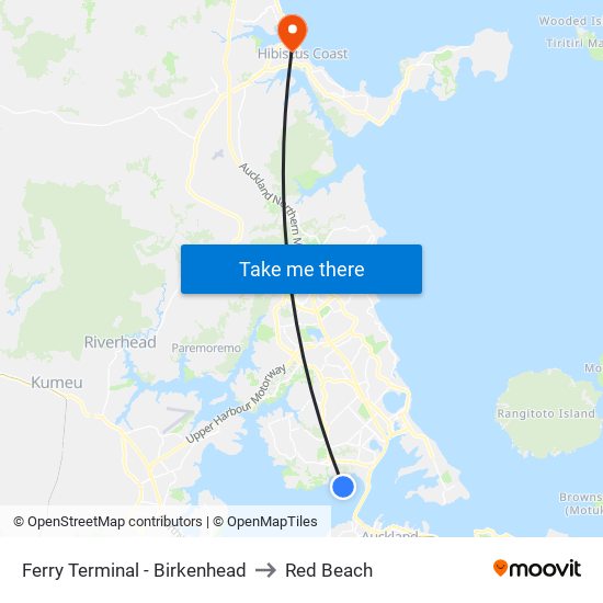 Ferry Terminal - Birkenhead to Red Beach map